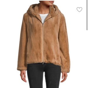 VINCE
Faux Fur Hooded Zip-Front Jacket